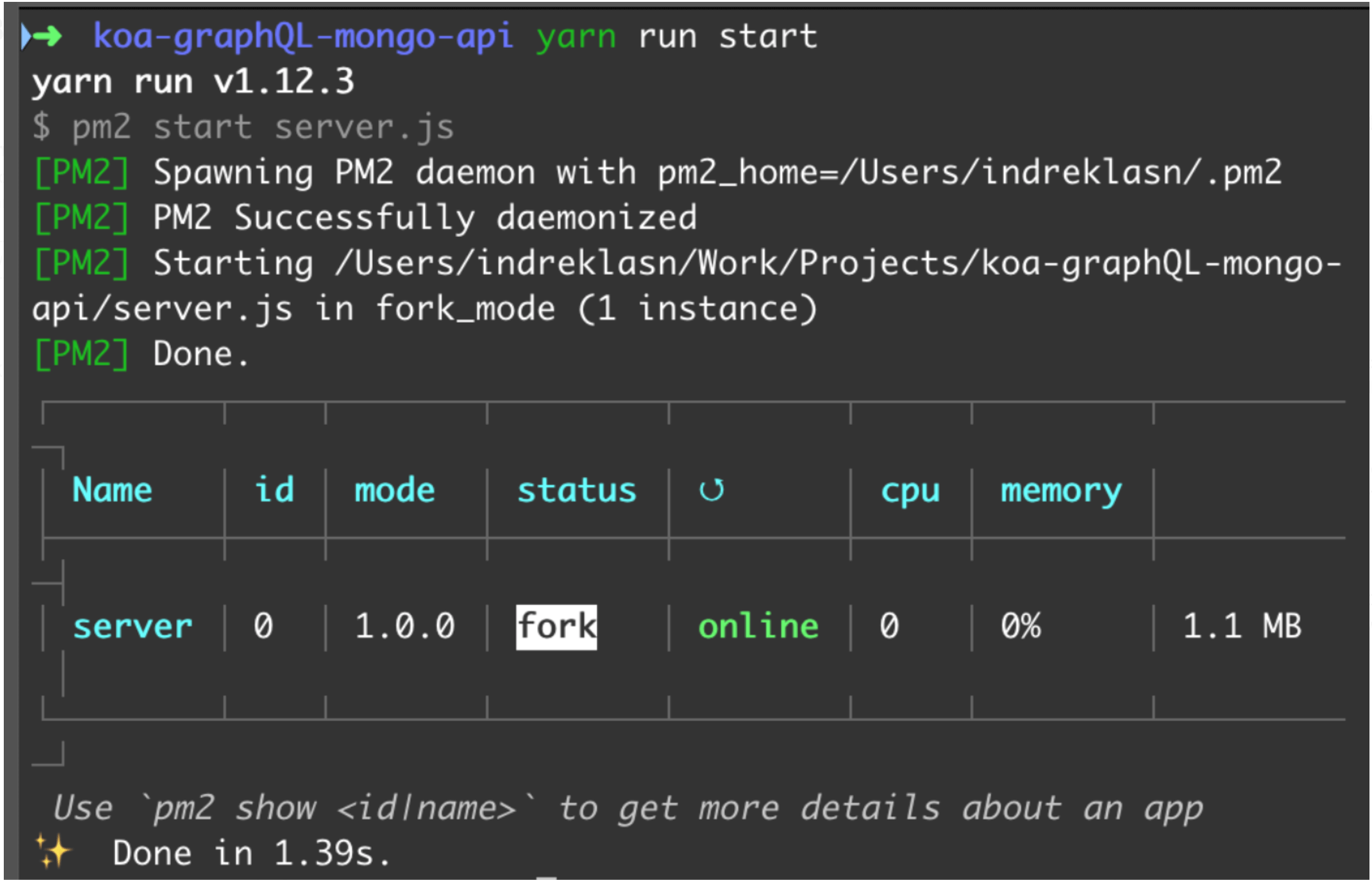 api yarn start